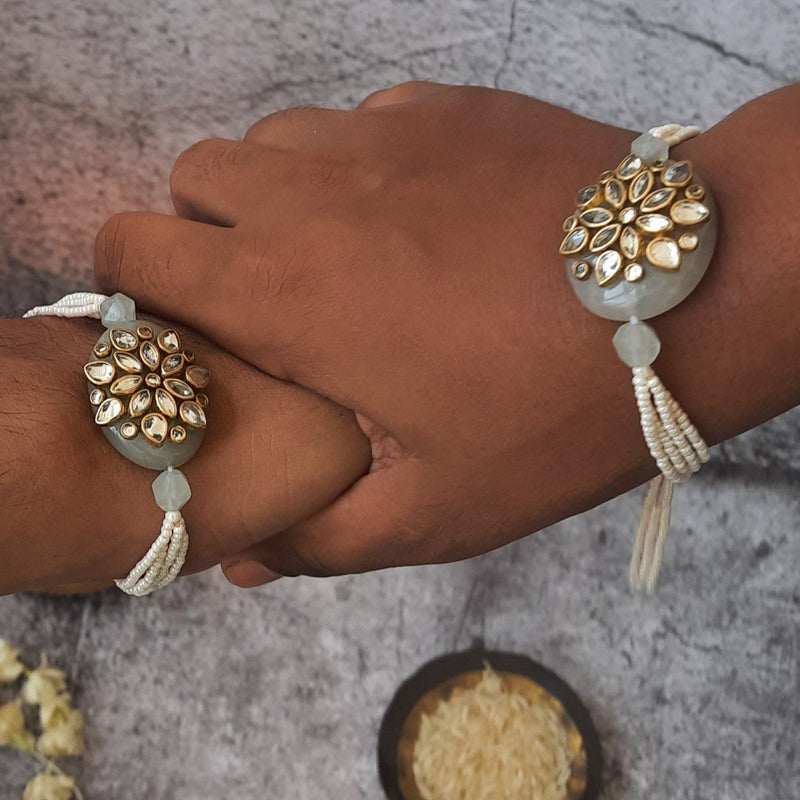 Buy Kundan Rakhi On Semi Precious Stone | Shop Verified Sustainable Rakhi on Brown Living™