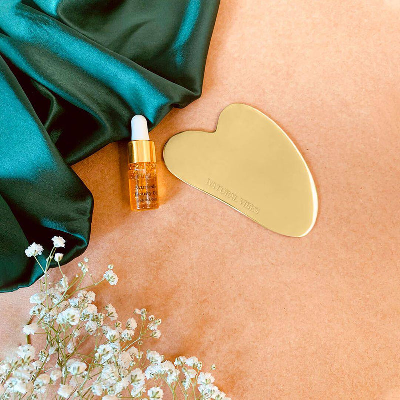 Buy Kwansha Kansa, Gua Sha Face Massager with Gold Beauty Elixir Oil | Shop Verified Sustainable Massager on Brown Living™