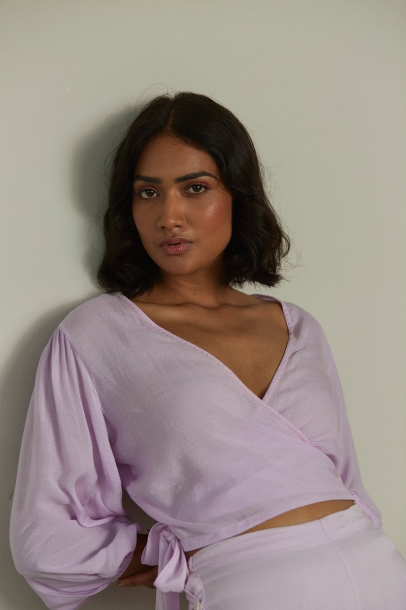 Buy Languid Lavender Wrap Top | Womens Top | Shop Verified Sustainable Womens Top on Brown Living™