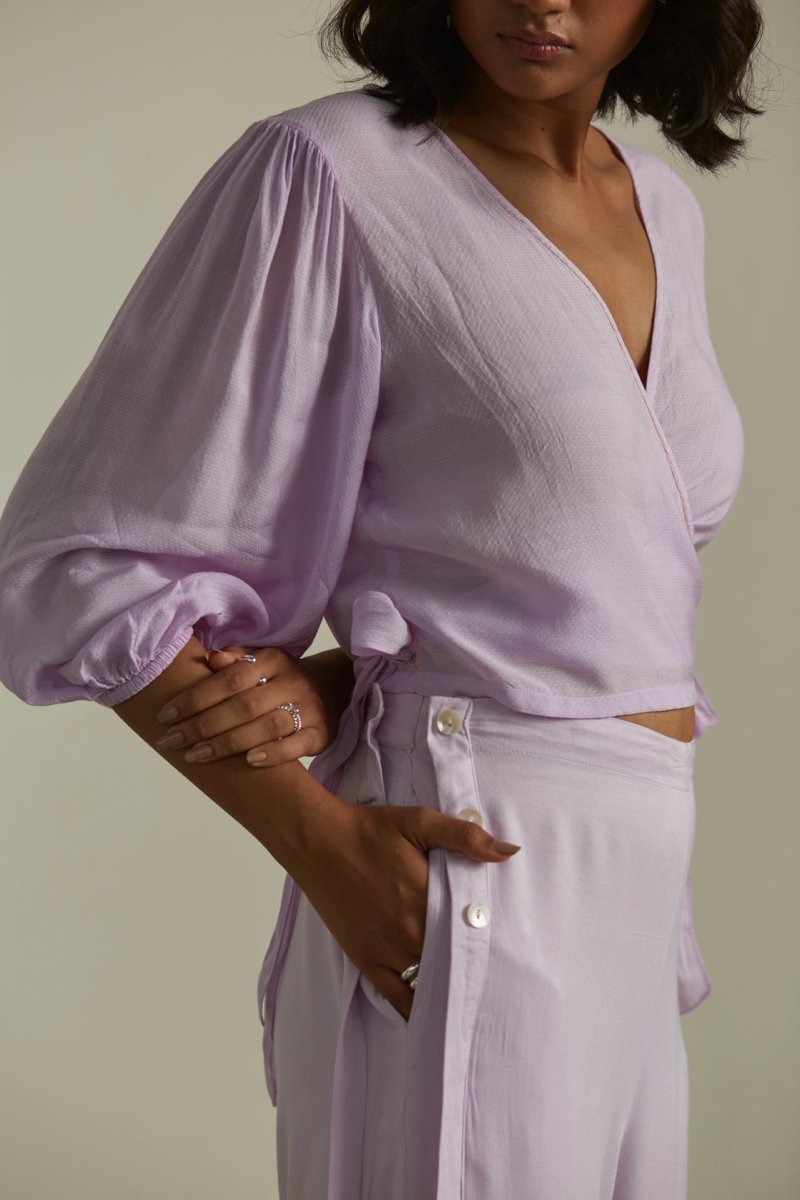 Buy Languid Lavender Wrap Top | Womens Top | Shop Verified Sustainable Womens Top on Brown Living™