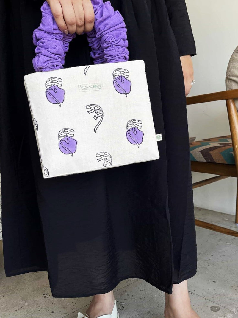 Buy Lavender Dot Scrunchie Tote Bag in Organic Cotton | Shop Verified Sustainable Products on Brown Living