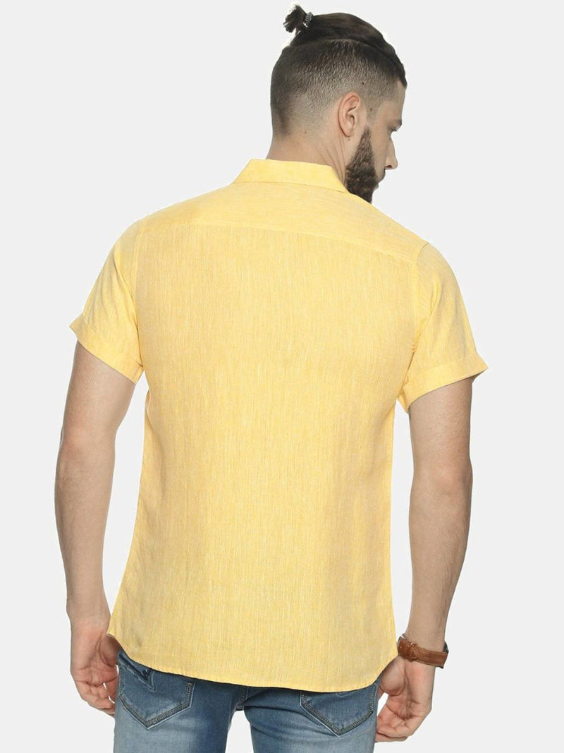 Buy Lemon Yellow Colour Slim Fit Hemp Casual Shirt | Shop Verified Sustainable Mens Shirt on Brown Living™