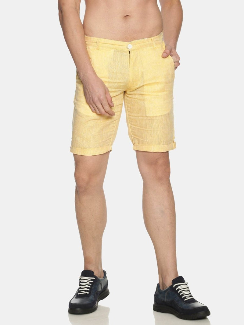 Buy Lemon Yellow Colour Slim Fit Hemp Shorts | Shop Verified Sustainable Mens Shorts on Brown Living™