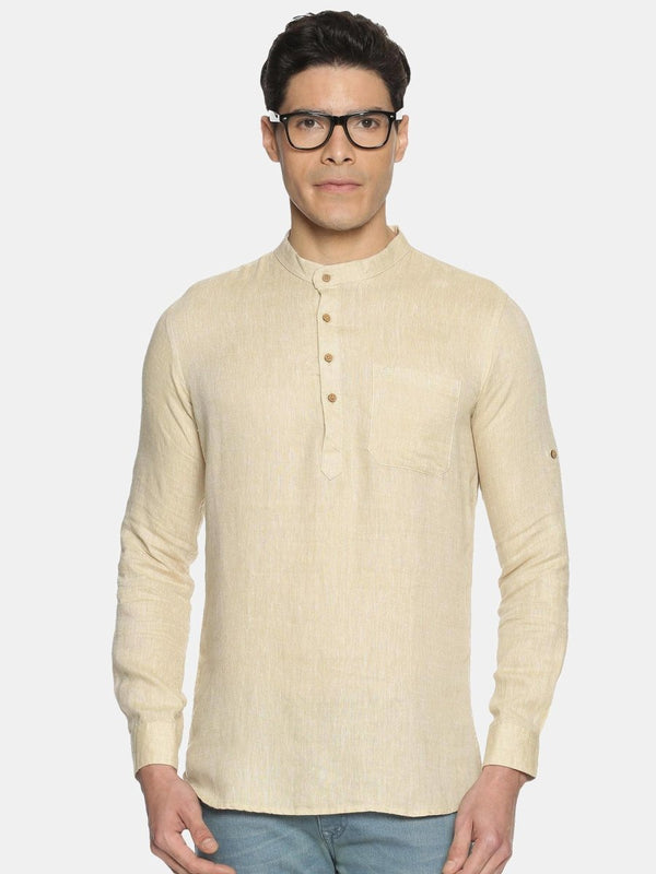 Buy Light Brown Colour Hemp Short Kurta | Shop Verified Sustainable Mens Kurta on Brown Living™