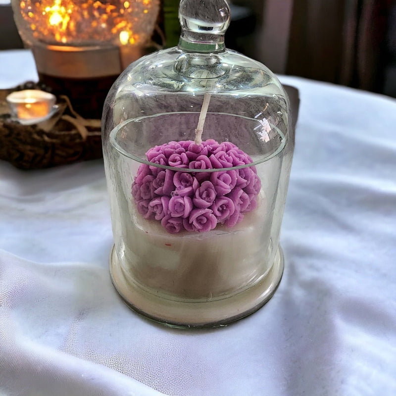 Lilac Rose Heart Bell Jar Soy Wax Candle | Verified Sustainable Candles & Fragrances on Brown Living™