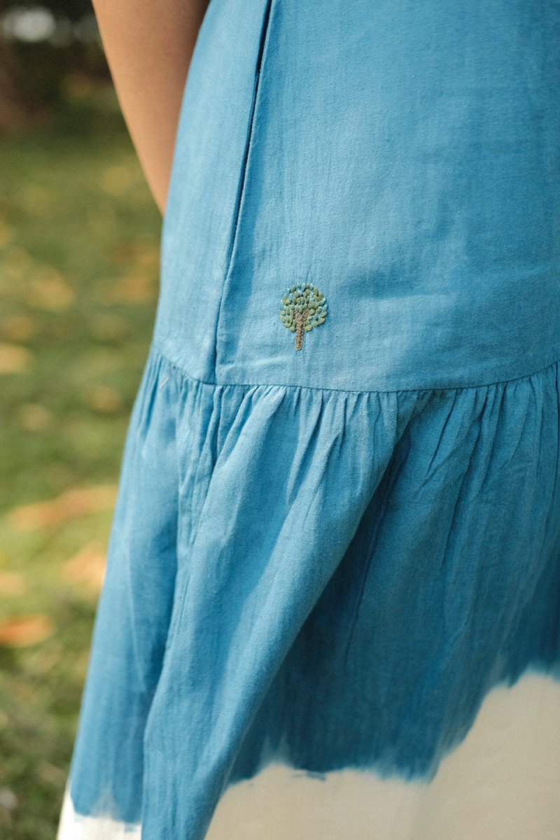 Buy Lush Indigo Dress | Relaxed fit Khadi Dress | Shop Verified Sustainable Womens Dress on Brown Living™