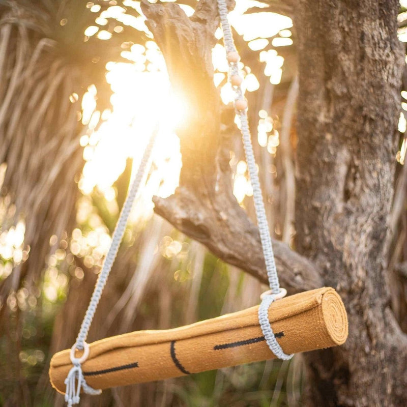 Buy Macrame Mat Carrier Straps 100% Cotton Colour Gorgeous Grey | Shop Verified Sustainable Yoga Strap on Brown Living™