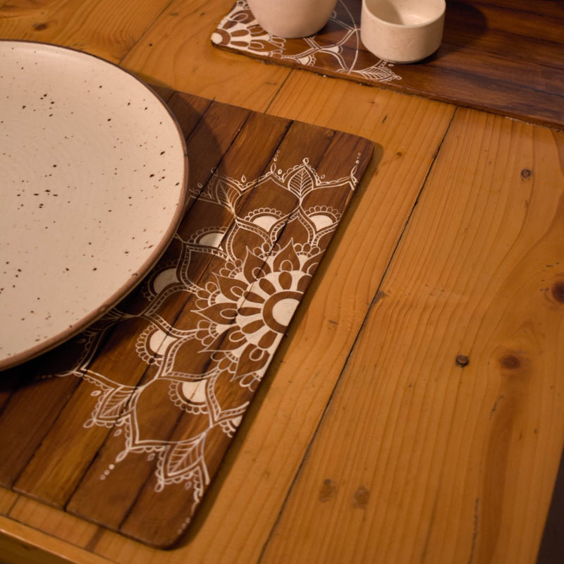 Buy Mandala Wooden Place Mat | Walnut | Foldable | Stain-Proof | Multipurpose | Shop Verified Sustainable Table Essentials on Brown Living™