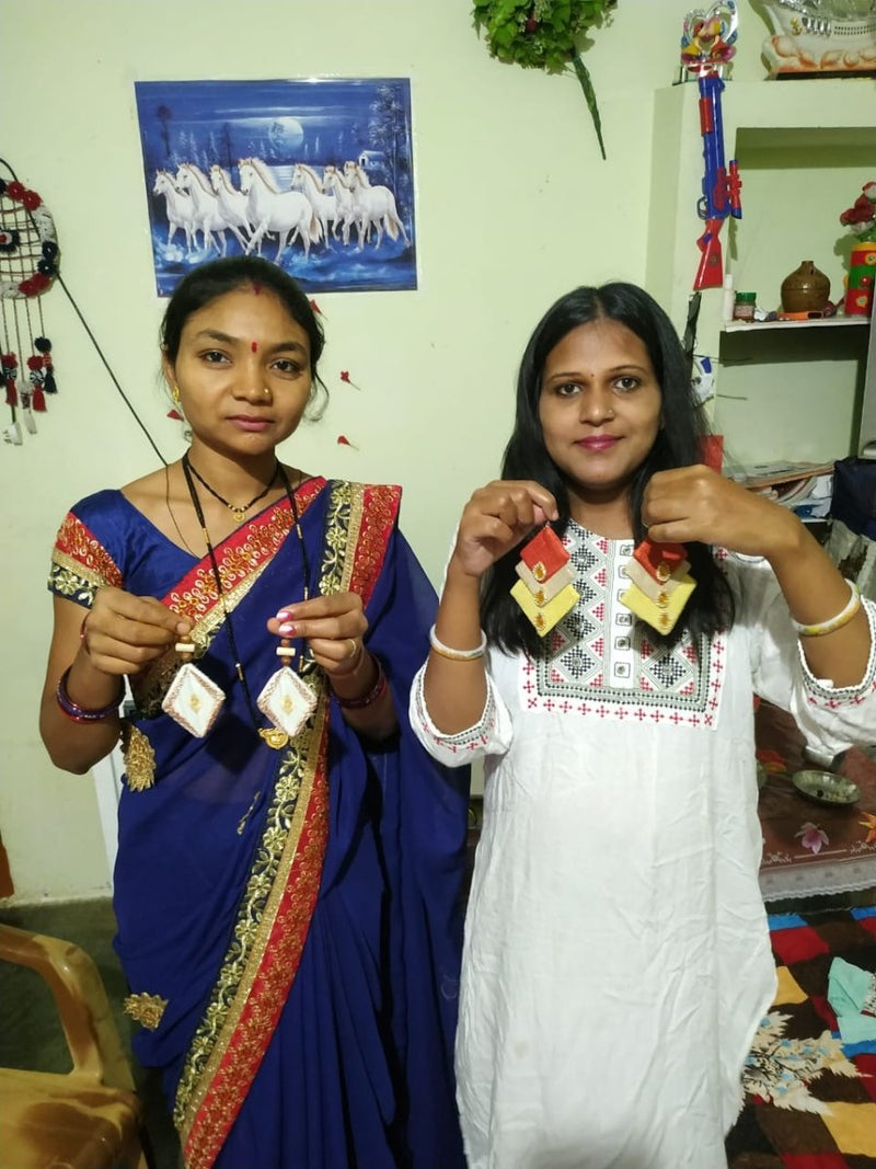 Buy Marigold - Upcycled Fabric Earrings | Handcrafted by Artisans | Shop Verified Sustainable Products on Brown Living