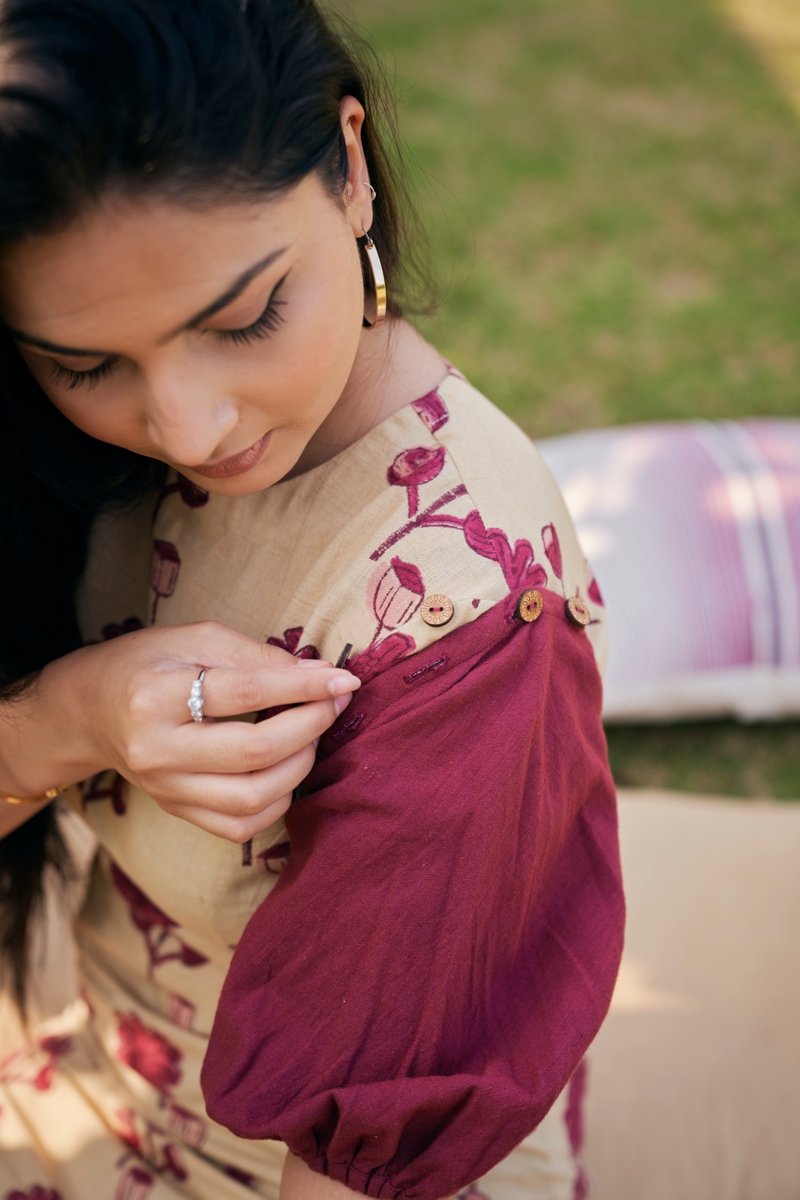 Buy Meadow Pod Handloom Cotton Short Dress | Shop Verified Sustainable Womens Dress on Brown Living™