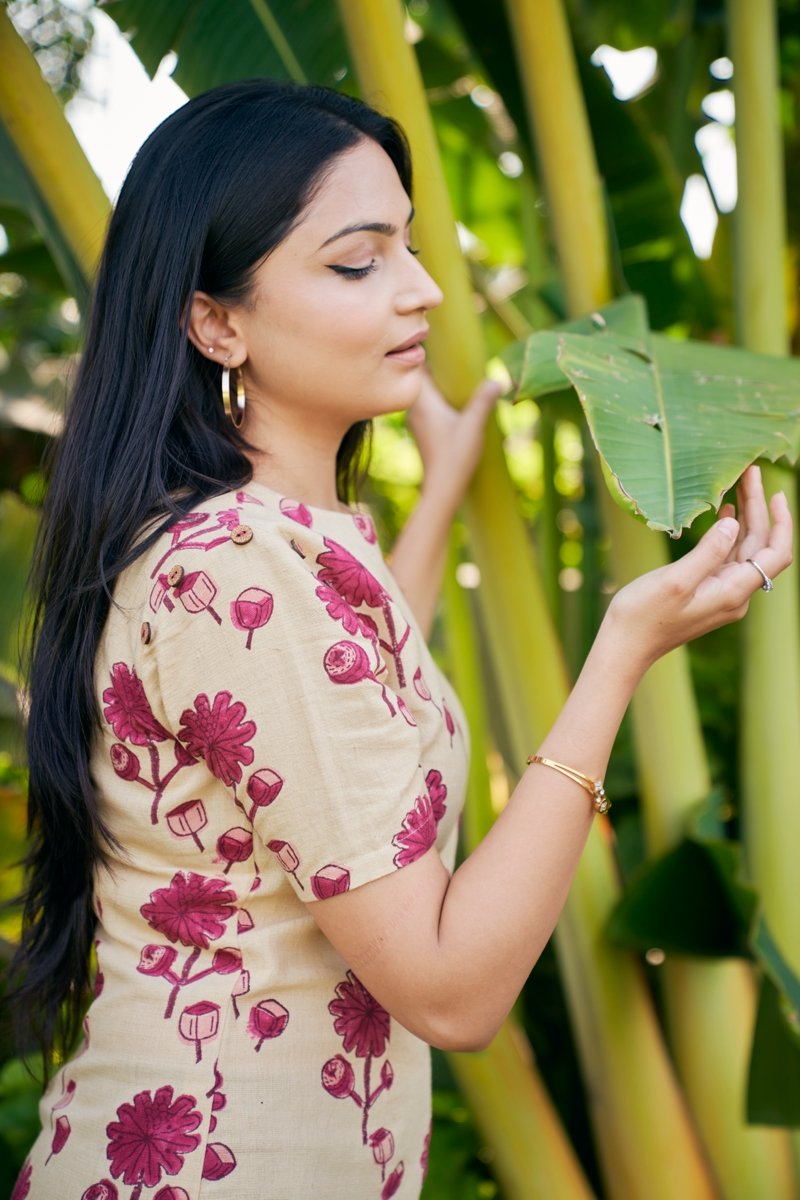 Buy Meadow Pod Handloom Cotton Short Dress | Shop Verified Sustainable Womens Dress on Brown Living™