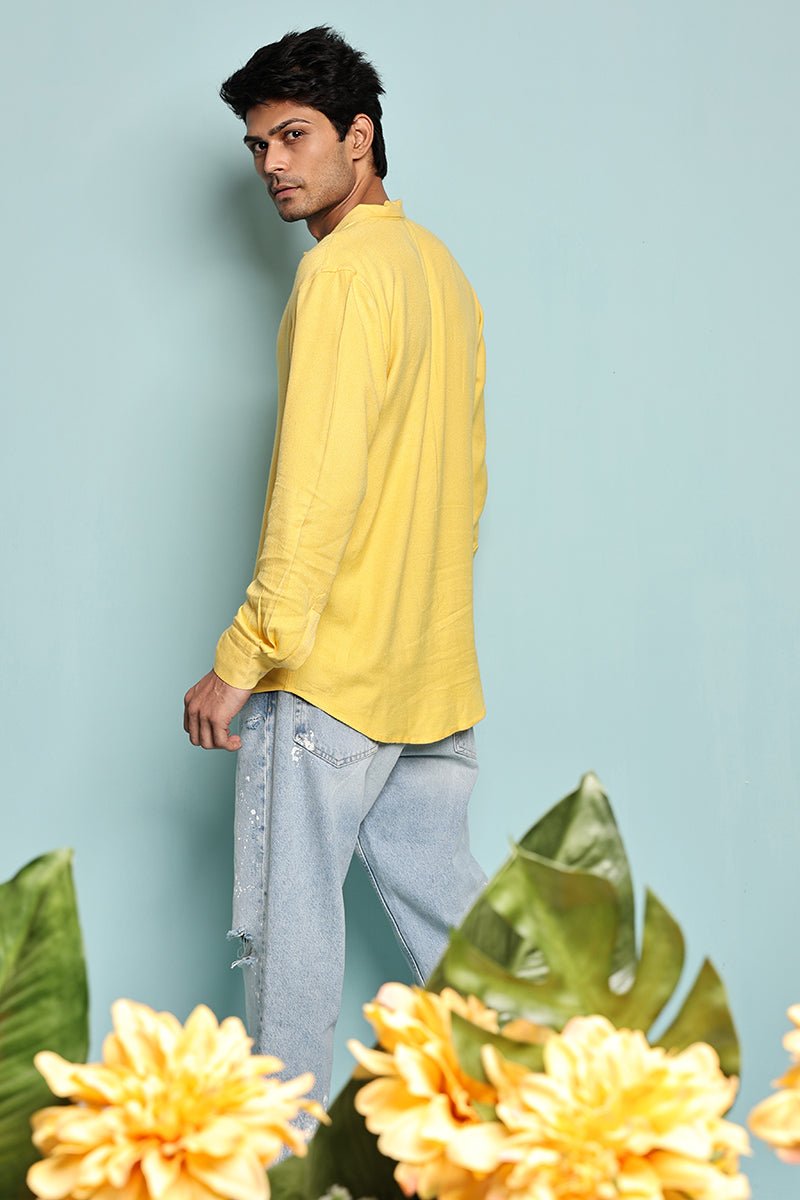 Buy Men's 100% Sustainable Moss Yellow Shirt | Shop Verified Sustainable Mens Shirt on Brown Living™