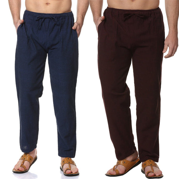 Buy Men's Combo Pack of 2 Lounge Pants | Dark Blue & Maroon | GSM-170 | Free Size | Shop Verified Sustainable Products on Brown Living