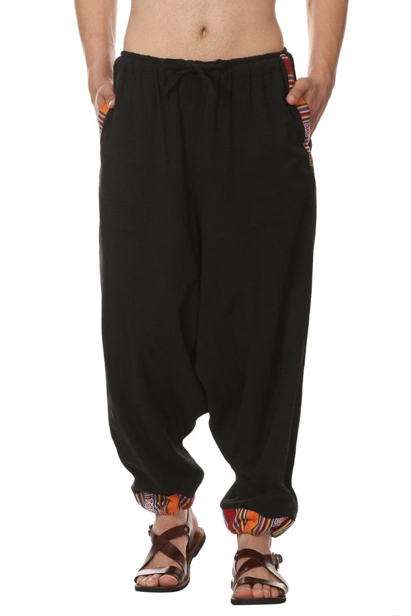 Buy Men's Tribal Harem | Black | Fits Waist Sizes 28 to 36 Inches | Shop Verified Sustainable Mens Pyjama on Brown Living™