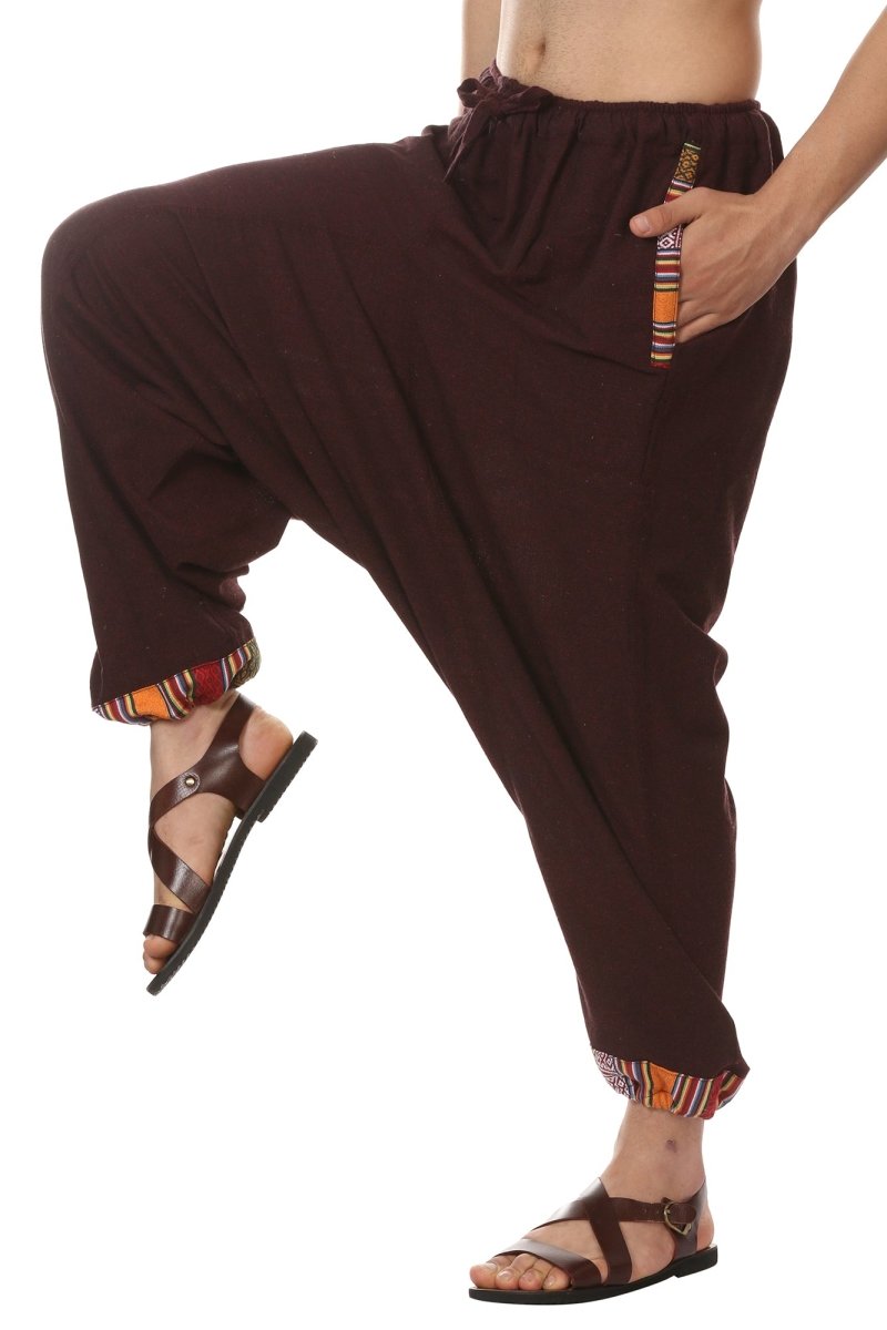 Buy Men's Tribal Harem | Maroon | Fits Waist Sizes 28 to 36 Inches | Shop Verified Sustainable Mens Pyjama on Brown Living™