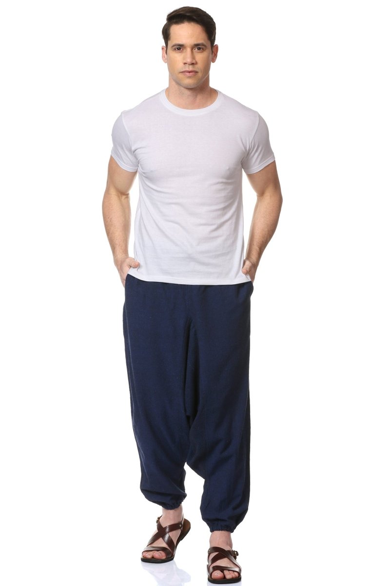 Buy Men's Harem Pack of 2 | Dark Blue & Cream | Fits Waist Sizes 28 to 36 Inches | Shop Verified Sustainable Mens Pyjama on Brown Living™