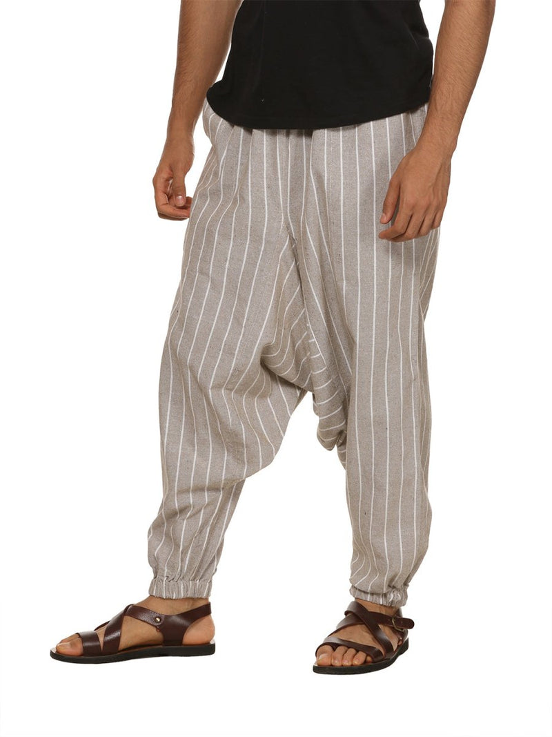 Buy Men's Harem Pants Pack of 2| Cream & Grey Stripes | Fits Waist Size 26 to 38 inches | Shop Verified Sustainable Products on Brown Living