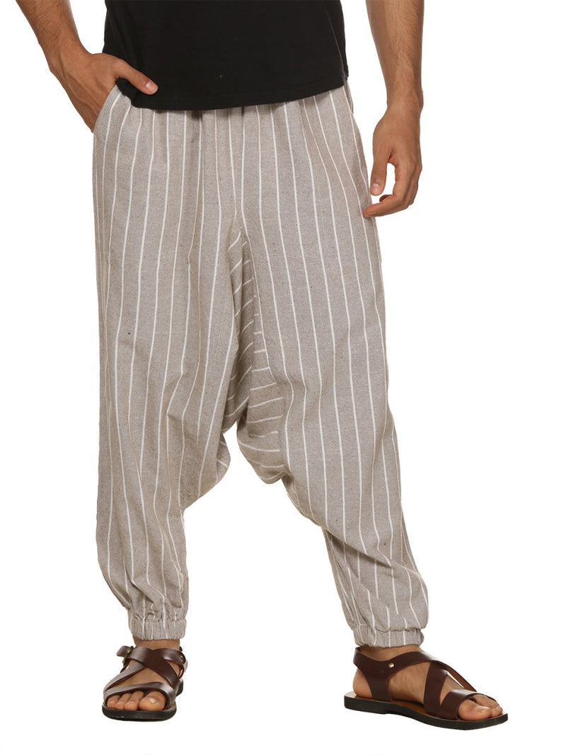 Buy Men's Harem Pants Pack of 2| Cream & Grey Stripes | Fits Waist Size 26 to 38 inches | Shop Verified Sustainable Products on Brown Living