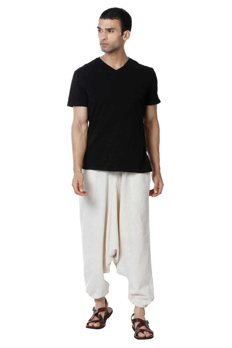 Buy Men's Harem Pants Pack of 2| Cream & Grey Stripes | Fits Waist Size 26 to 38 inches | Shop Verified Sustainable Products on Brown Living