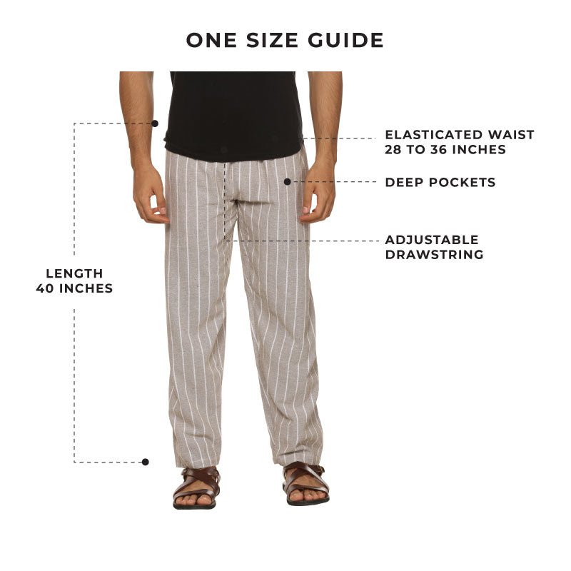 Buy Men's Lounge Pant | Grey Stripes | Fits Waist Size 28" to 36" | Shop Verified Sustainable Products on Brown Living