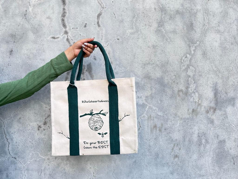 Mindful Canvas Tote Bag- Bee Print | Verified Sustainable Tote Bag on Brown Living™