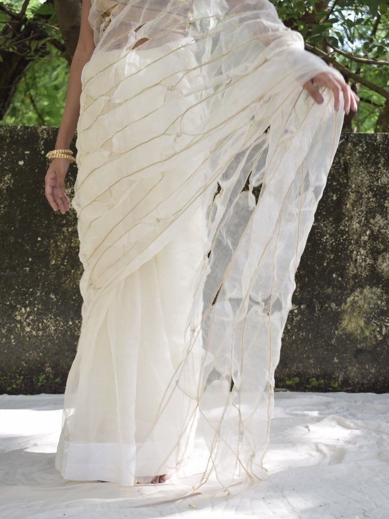 Buy Mogra Knotted Sari-Kaftan | Shop Verified Sustainable Womens Saree on Brown Living™