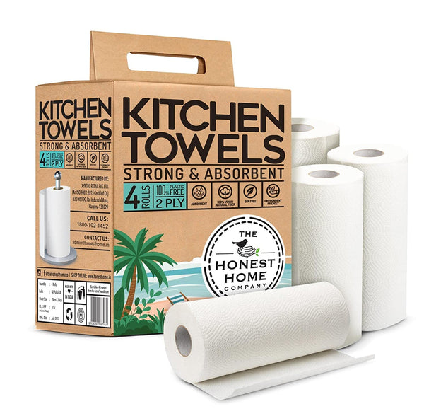 Multi-purpose 2 Ply Kitchen Tissue Paper Roll- 60 Pulls (Pack Of 4 Rolls) | Verified Sustainable Kitchen Linens on Brown Living™