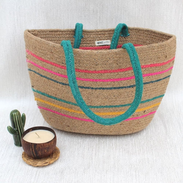 Multicolour Jute Tote Bag | Verified Sustainable Tote Bag on Brown Living™