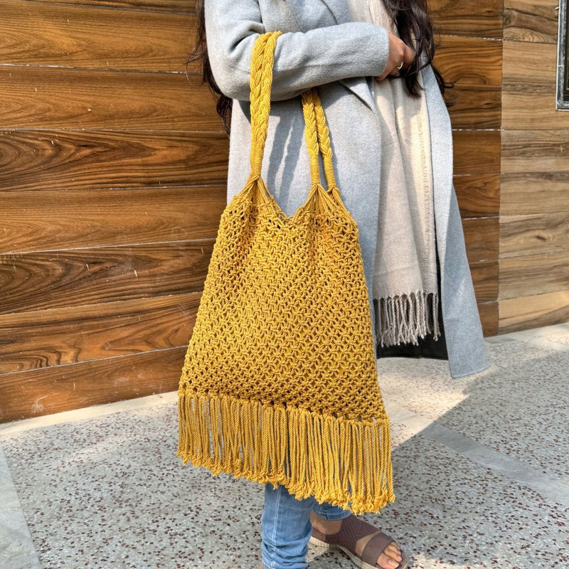 Musturd Yellow Hobo Handmade Bag | Verified Sustainable Bags on Brown Living™