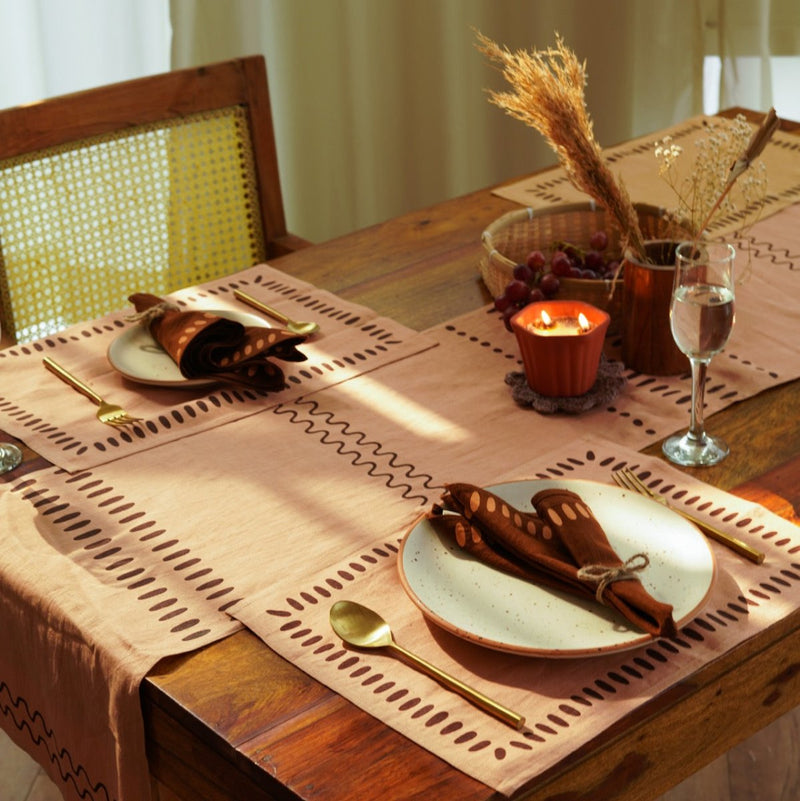 Buy Nantara Table Runner | Block Printed | Pure Hemp | Shop Verified Sustainable Table Linens on Brown Living™