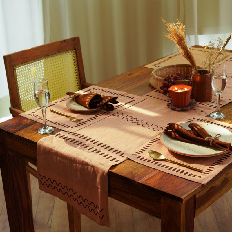 Buy Nantara Table Runner | Block Printed | Pure Hemp | Shop Verified Sustainable Table Linens on Brown Living™