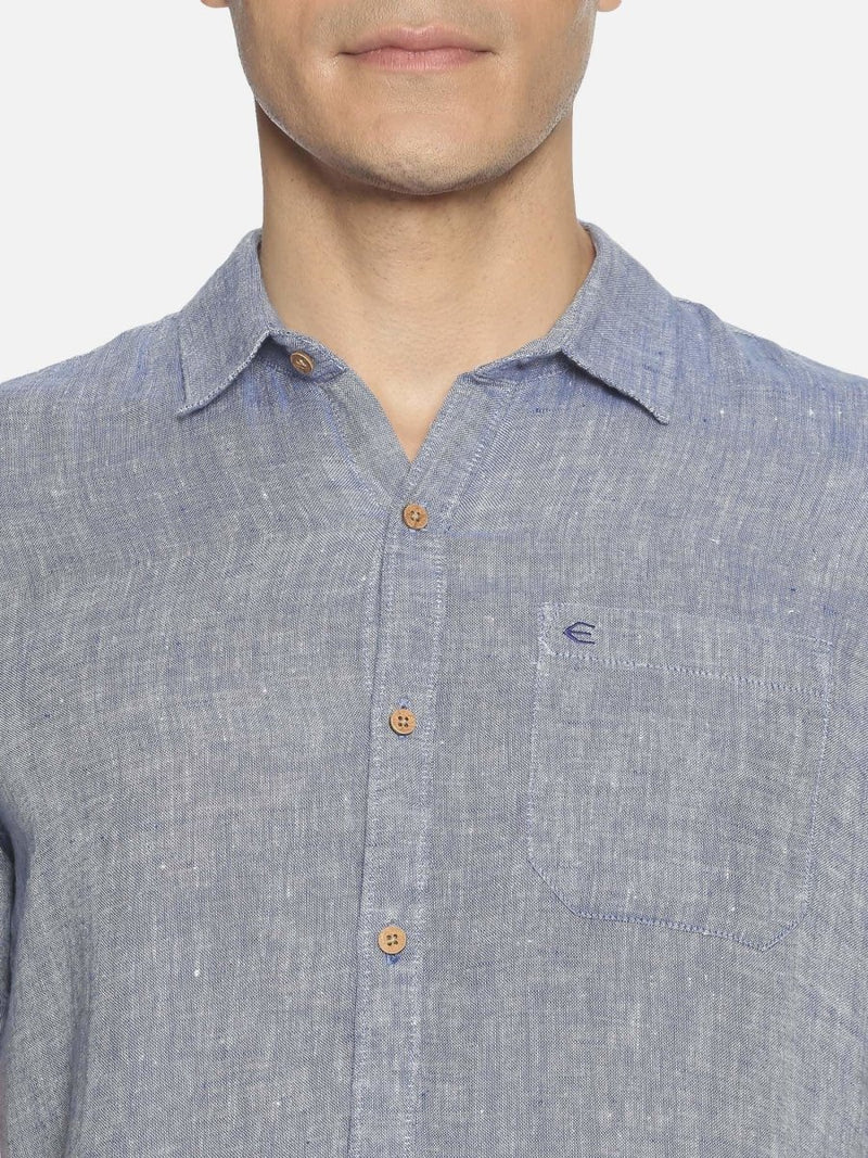 Buy Navy Blue Colour Slim Fit Hemp Casual Shirt | Shop Verified Sustainable Mens Shirt on Brown Living™