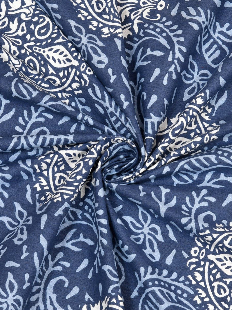 Buy Navy Interiors Hand Block Printed Cotton Queen Size Bedding Set | Shop Verified Sustainable Bedding on Brown Living™