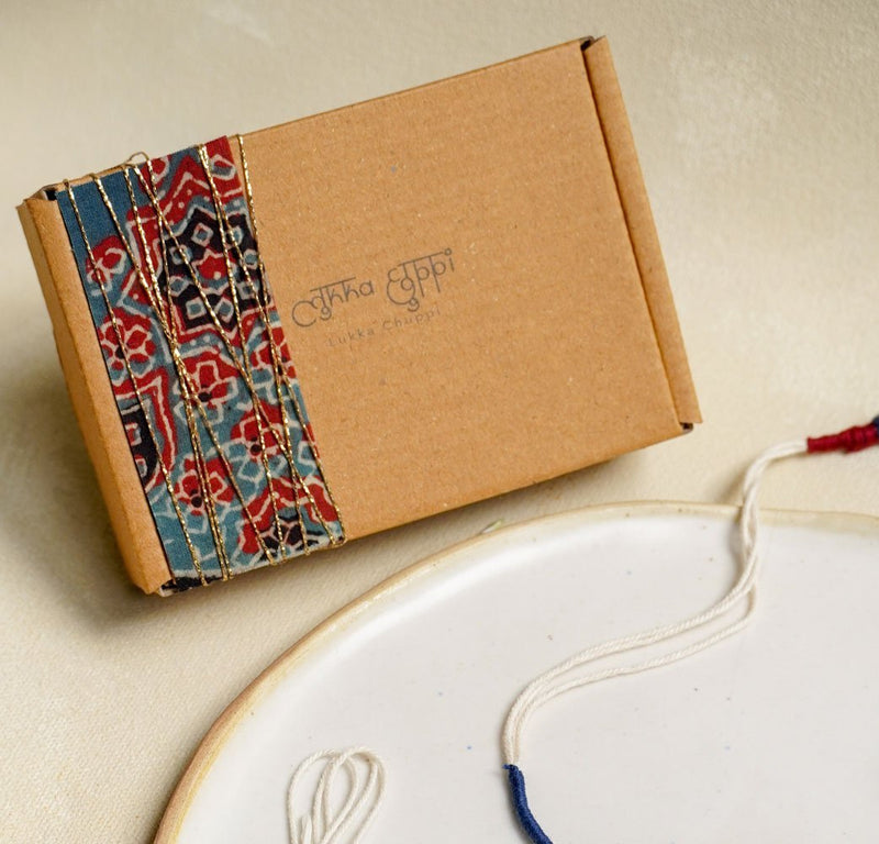 Buy Neel - Upcycled Ajrakh Rakhi | Shop Verified Sustainable Rakhi on Brown Living™