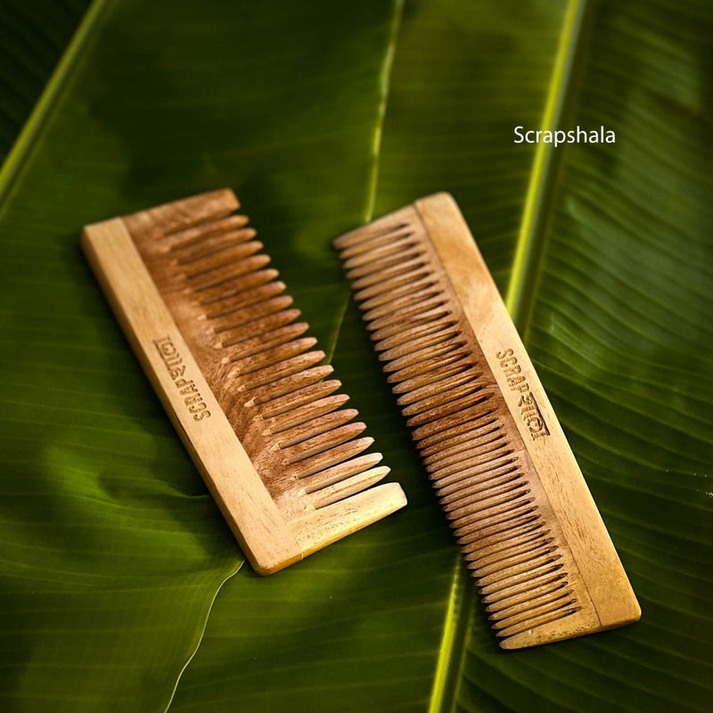 Buy Neem Ayurvedic Comb set of 2 | Anti-breakage | 100 % Biodegradable | Shop Verified Sustainable Hair Comb on Brown Living™