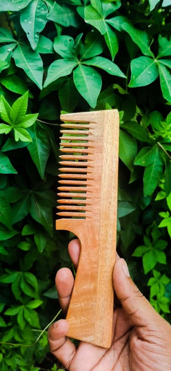 Buy Neem comb with handle - large : pack of 4 | Shop Verified Sustainable Hair Comb on Brown Living™