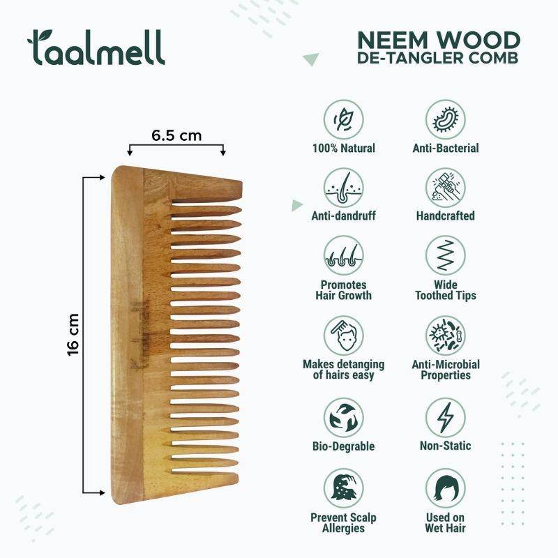 Buy Neem Detangle Comb | Pack of 1 | Wide-toothed Tip | Shower comb | Shop Verified Sustainable Hair Comb on Brown Living™