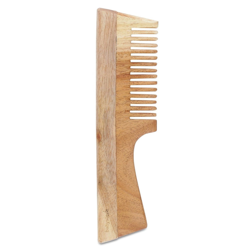 Buy Neem Wood Comb with Handle | Wooden Comb | Fine Tooth | Shop Verified Sustainable Hair Comb on Brown Living™