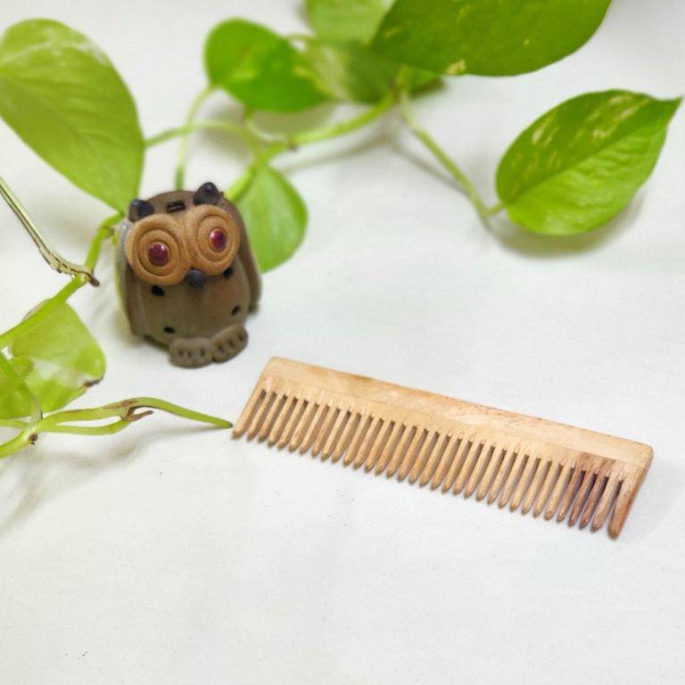 Buy Neem Wood Combs - Dual teeth comb and pocket comb - set of 2 | Shop Verified Sustainable Hair Comb on Brown Living™