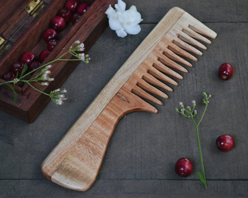 Buy Neem Wood Hair Comb – Handle | Shop Verified Sustainable Hair Comb on Brown Living™