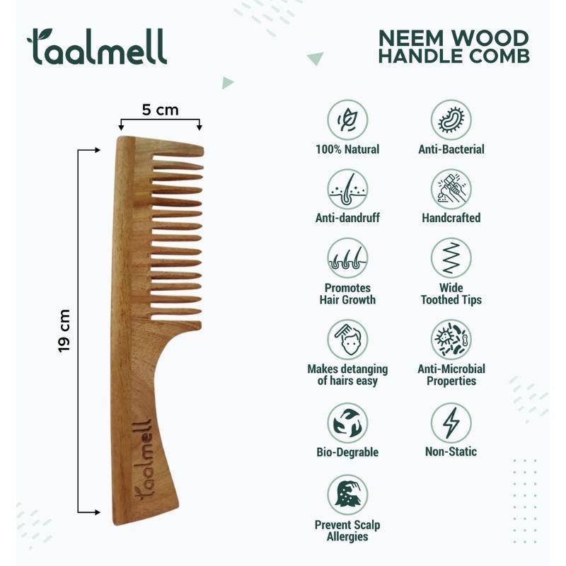 Buy Neem wood Handle Comb | Wide Toothed Tips | With Anti-Fungal Properties | Pack of 2 | Shop Verified Sustainable Hair Comb on Brown Living™