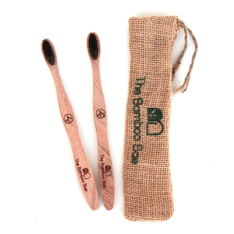 Buy Neem Wood Toothbrush | Curve Handmade Handle | Charcoal Infused Bristles Antibacterial Properties | Shop Verified Sustainable Tooth Brush on Brown Living™