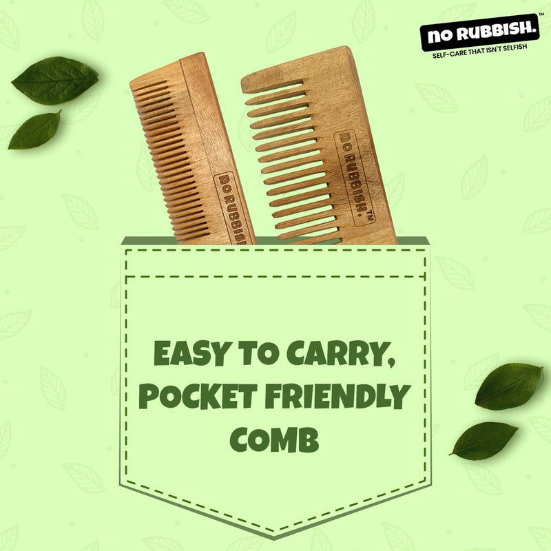 Buy Neem Wooden Comb (Pack of 3) | for Dandruff Free | Infused with Neem and Tulsi | Shop Verified Sustainable Hair Comb on Brown Living™