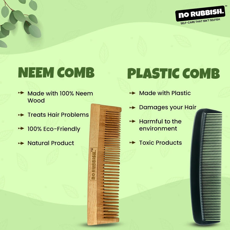 Buy Neem Wooden Comb (Pack of 3) | for Dandruff Free | Infused with Neem and Tulsi | Shop Verified Sustainable Hair Comb on Brown Living™