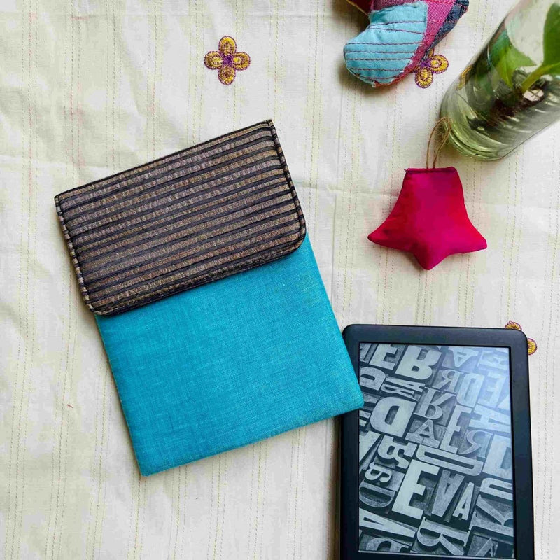 Buy New Year Special Kindle Sleeve - Solid Blue with Silvery stripes | Shop Verified Sustainable Tech Accessories on Brown Living™