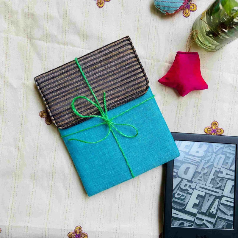 Buy New Year Special Kindle Sleeve - Solid Blue with Silvery stripes | Shop Verified Sustainable Tech Accessories on Brown Living™