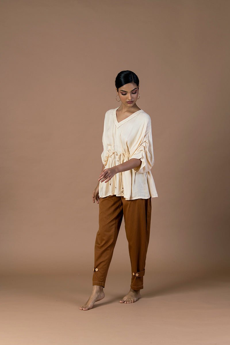 Buy Noor Pleated Sugarcane Fabric Top | Shop Verified Sustainable Products on Brown Living