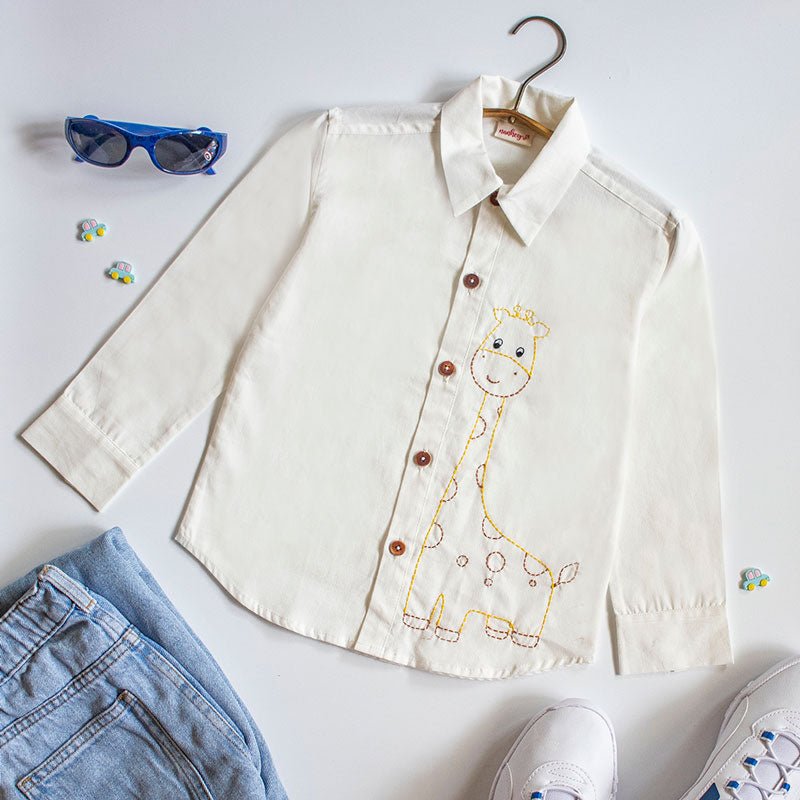 Buy Organic Cotton Embroidered Formal Shirt | Frosty Giraffe | Shop Verified Sustainable Products on Brown Living