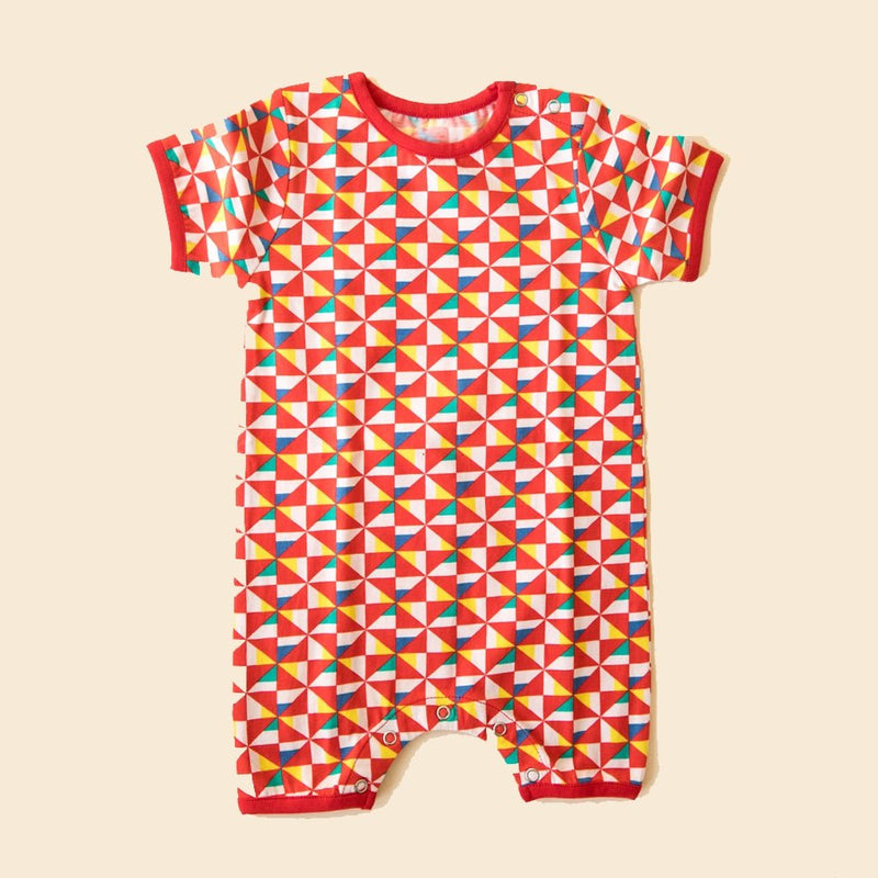 Buy Organic Cotton Half Romper- Pinwheel Parade | Shop Verified Sustainable Kids Romper on Brown Living™