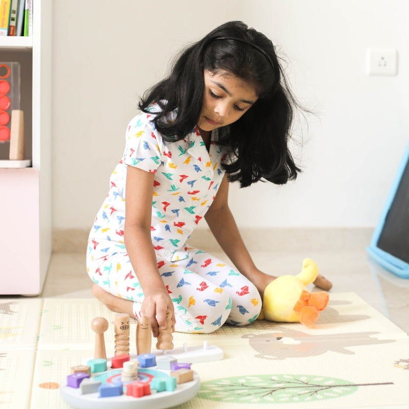 Buy Organic Cotton Half Sleeve Nightsuit- Gummy Birds | Shop Verified Sustainable Kids Nightwear on Brown Living™